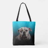 Tote Bag Cute Boxer Dog w Blue Black Gradient arrière - pla (Dos)