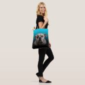 Tote Bag Cute Boxer Dog w Blue Black Gradient arrière - pla (Sur le modèle)