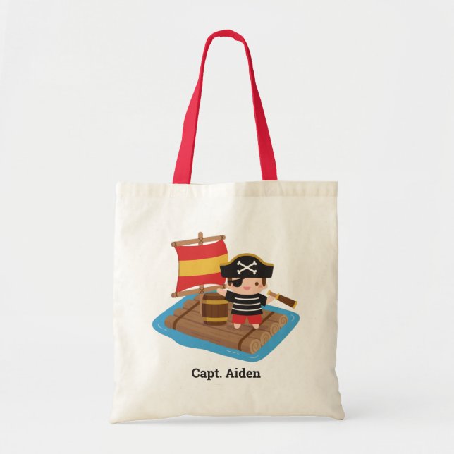 Tote Bag Cute Boy Pirate Voile Roulette Enfants Personnalis (Devant)