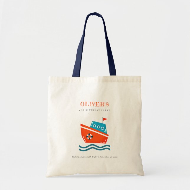 Tote Bag Cute Bright Kids Nautical Boat N'Importe Quel Âge  (Devant)