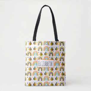 Tote Bag Cute Bumble Bee et Rainbows Motif