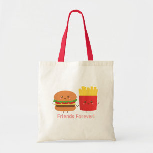 Tote Bag Cute Burger and Fries Friends Forever