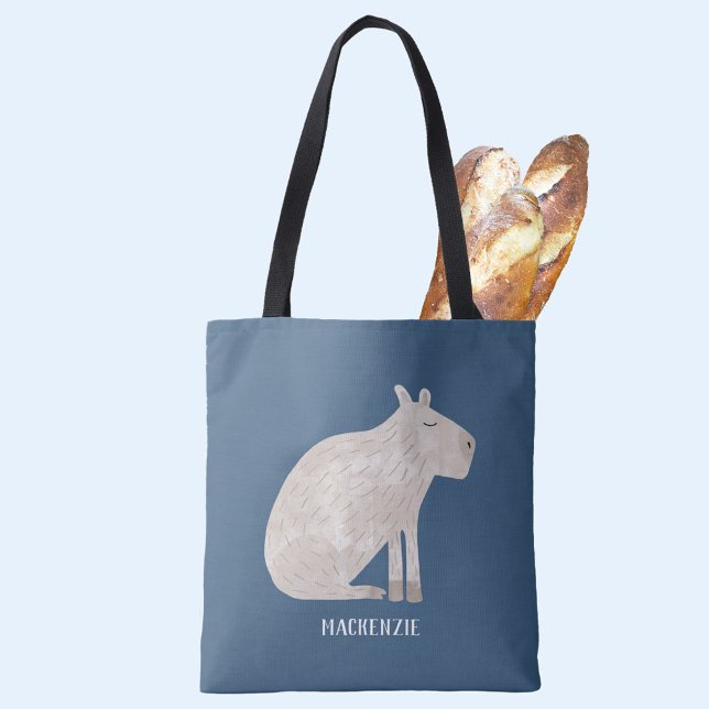 Tote Bag Cute Capybara Personnalisé (Fun personalized capybara tote bag f0r animal lovers)