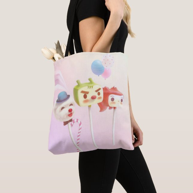 Tote Bag Cute Caractère Gâteau Pops (De près)