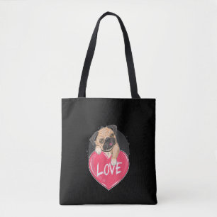 Tote Bag Cute Carlin Coeurs de chien Carlin Cadeau de Saint