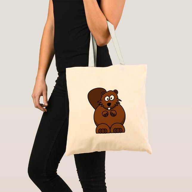 Tote Bag Cute Cartoon Beaver Funny Bois Animal (Créateur téléchargé)