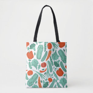 Tote Bag Cute Cartoon Food : Motif de légumes vibrants