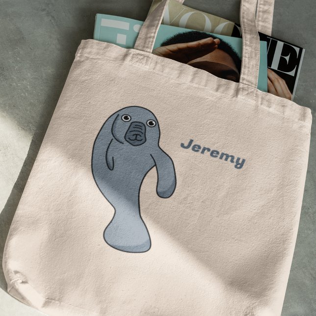 Tote Bag Cute Cartoon Manatee Personnalisé (Créateur téléchargé)