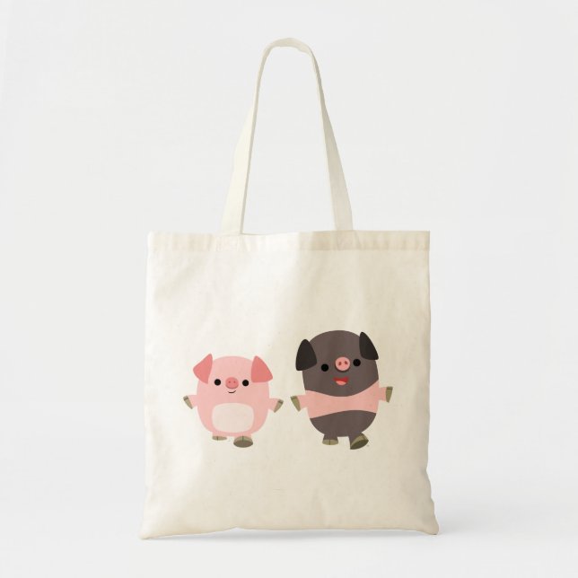 Tote Bag Cute Cartoon Pigs On a Walk Bag (Devant)