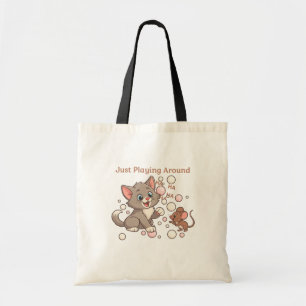 Tote Bag Cute Cat & Mouse Friendship