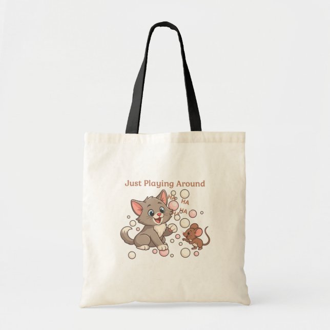 Tote Bag Cute Cat & Mouse Friendship (Devant)