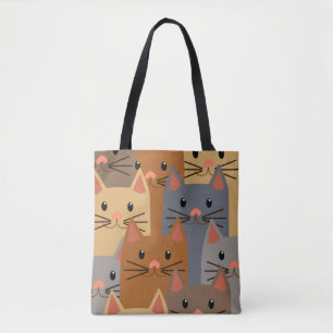 Tote Bag Cute Cats Colorful Cat Visage Collage