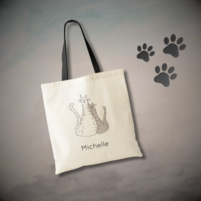 Tote Bag Cute Cats Dessin Simple Kitties Personnalisé (Créateur téléchargé)