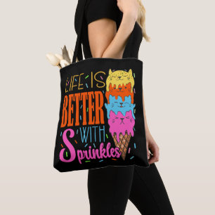 Tote Bag Cute Cats Life is Better With Sprinkles Amoureux d