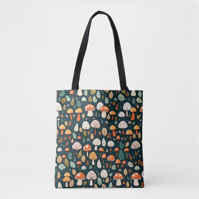 Tote Bag Cute champignons feuille cottage design (Devant)