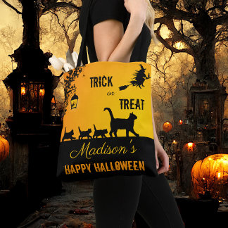 Tote Bag Cute chat famille Trick ou traiter Halloween