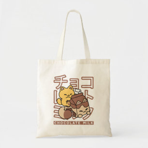 Tote Bag Cute Chat Riding Chocolat Lait Carton Kawaii Art