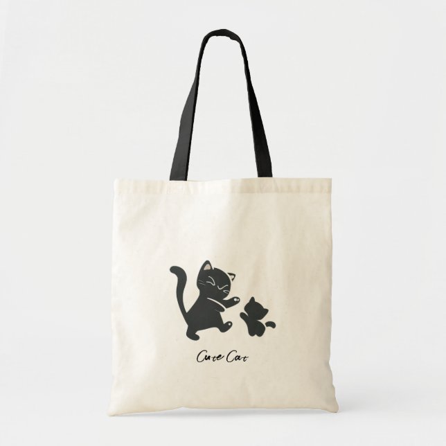 Tote Bag Cute Chats Noirs Danser Drôle (Devant)
