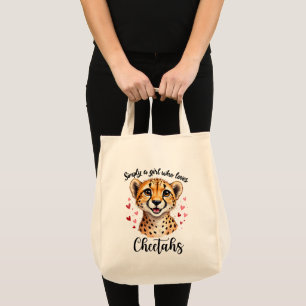 Tote Bag Cute Cheetah Lover Faune Art avec accents de coeur