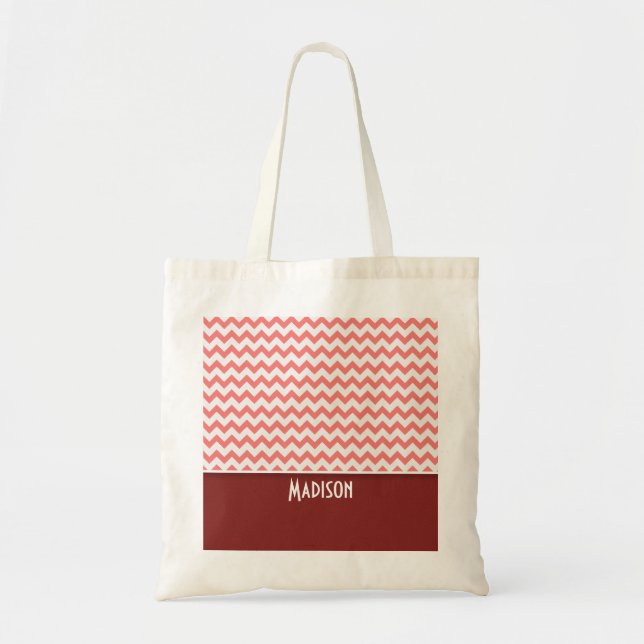 Tote Bag Cute Chevron ;Corail (Devant)