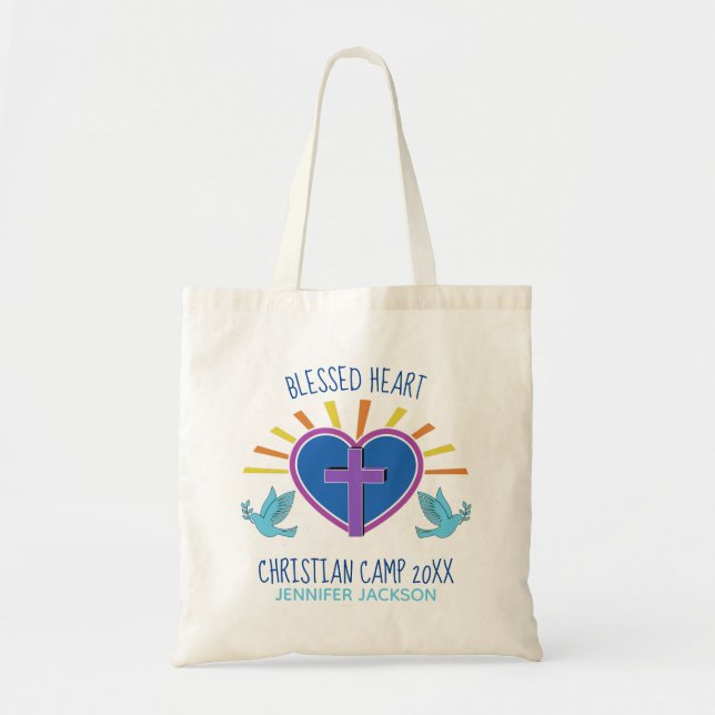 Tote Bag Cute Christian Summer Camp Custom Cross Heart (Devant)