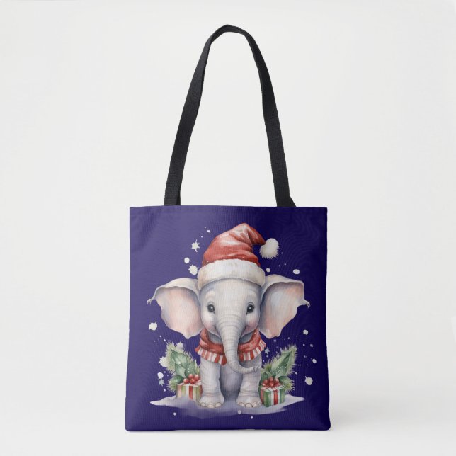 Tote Bag Cute Christmas Elephant (Devant)