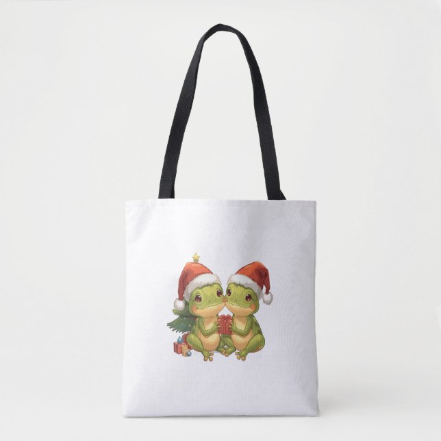 Tote Bag Cute Christmas Frogs Holding Gifts  Adorable Holid (Devant)