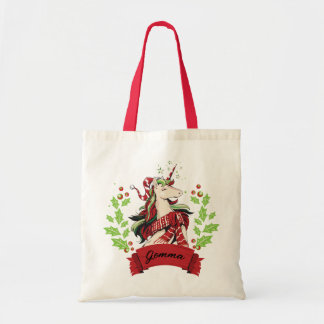 Tote Bag Cute Christmas Unicorn Nom personnalisé