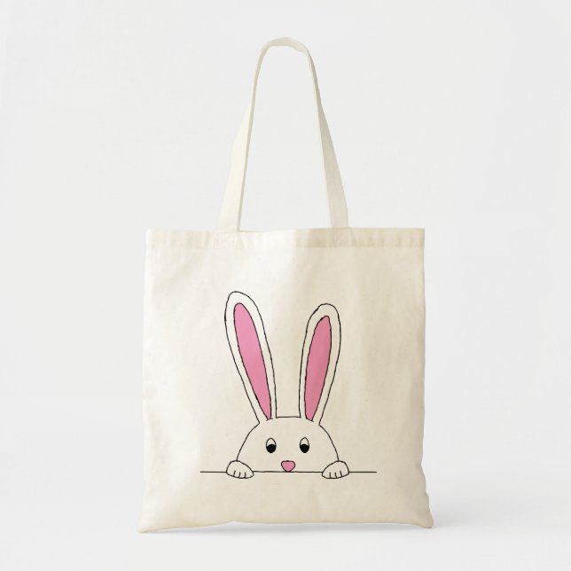 Tote Bag Cute Clipart Rabbit Peaking Cute Animaux Bunny Art (Devant)