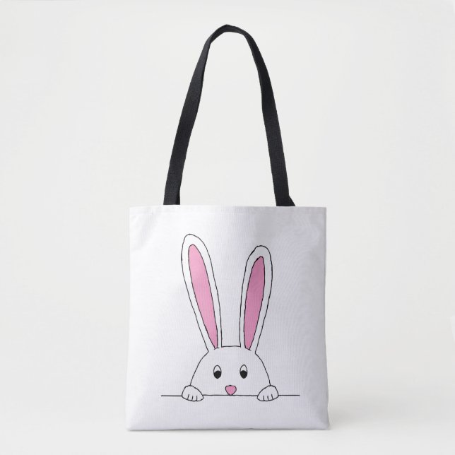 Tote Bag Cute Clipart Rabbit Peaking Cute Animaux Bunny Art (Devant)