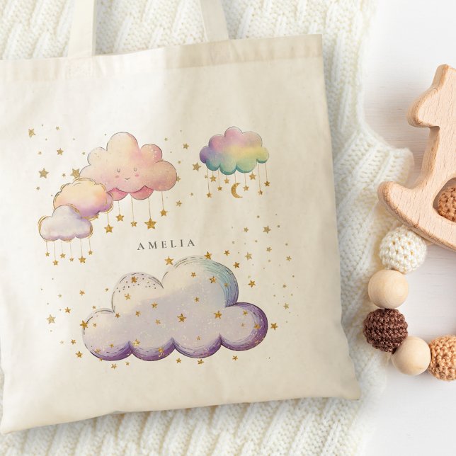 Tote Bag Cute Cloud Star Girl Baby shower (Créateur téléchargé)