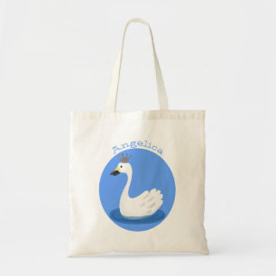 Tote Bag Cute cygne blanc avec dessin de la couronne