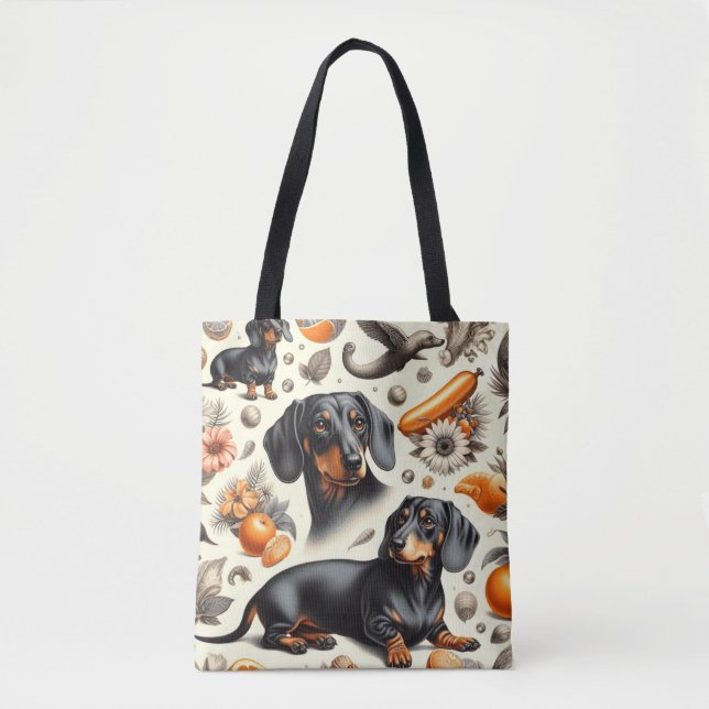 Tote Bag Cute Dachshund Motif (Devant)
