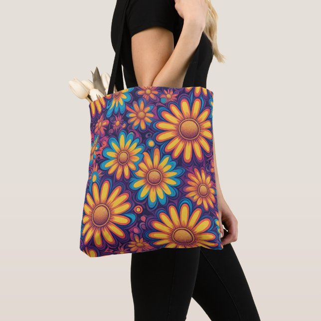 Tote Bag Cute Daisy Flower Botanique motif école girly (De près)