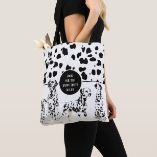 Tote Bag Cute Dalmatiens Noir & Blanc Zones Joyeuses