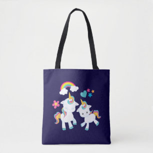 Tote Bag Cute Dancing Unicornes Magique Arc-en-ciel & Étoil