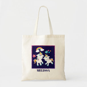 Tote Bag Cute Dancing Unicornes Magique Arc-en-ciel & Étoil