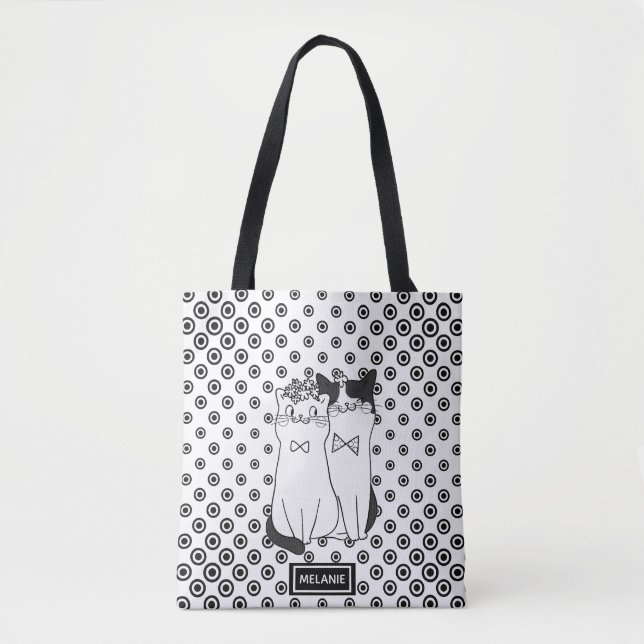 Tote Bag Cute Dotty Chats en amour Personnalisé (Devant)