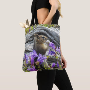 Tote Bag Cute écureuil terrestre et nature Fleur sauvage Ph