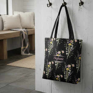 Tote Bag Cute Elegant Boho Fleurs sauvages personnalisés