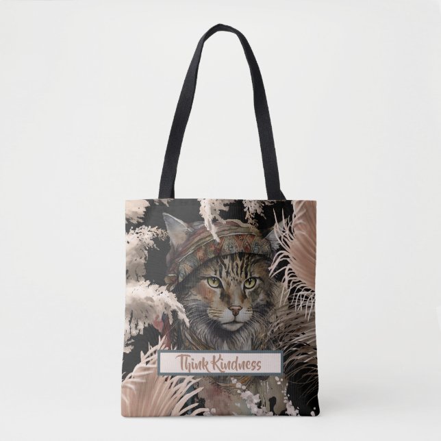 Tote Bag Cute Elegant Boho Think Kindness Chat (Devant)