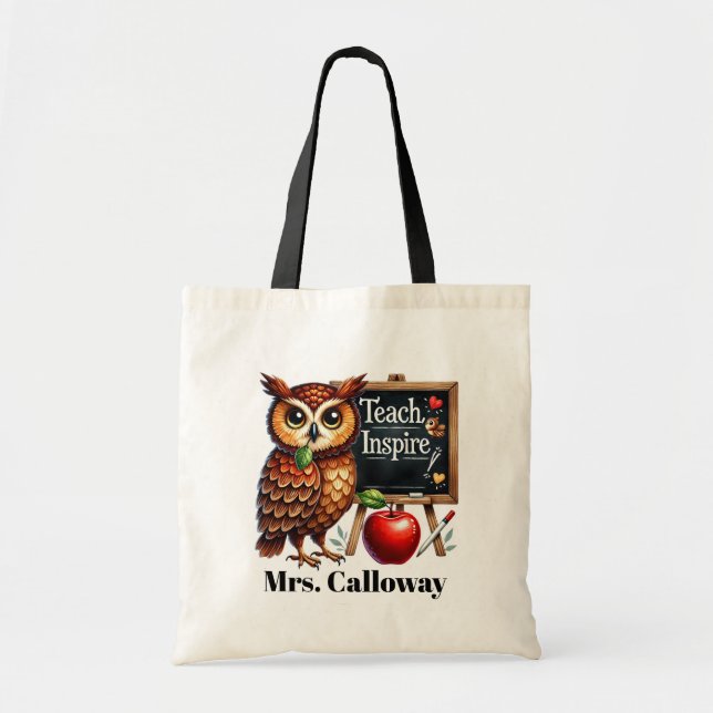 Tote Bag Cute Enseignant doit ajouter nom personnalisable (Devant)
