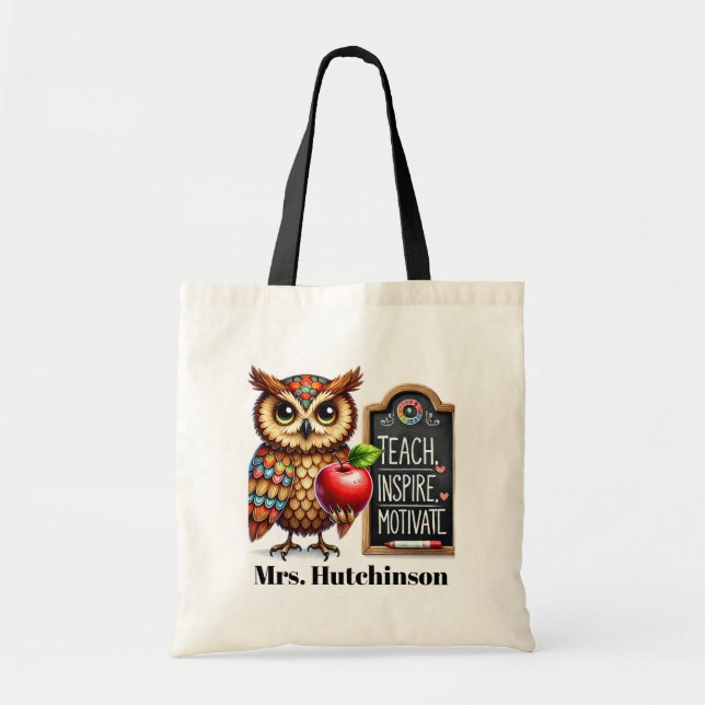 Tote Bag Cute Enseignant doit ajouter nom personnalisable (Devant)