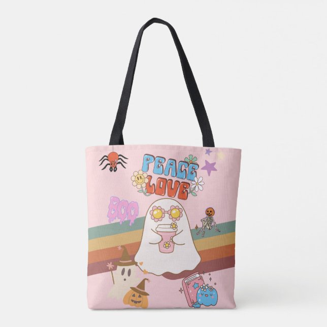 Tote Bag Cute Fantôme Super Style rose clair (Dos)