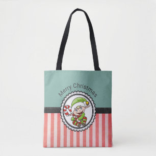 Tote Bag Cute Festif Elf avec Sucre de canne Joyeux Noël