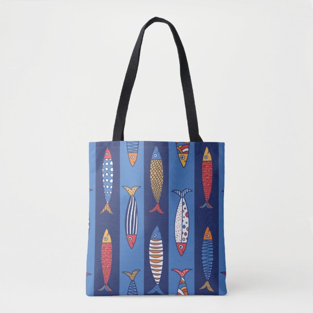 Tote Bag Cute fish. Kids background. Seamless pattern (Devant)