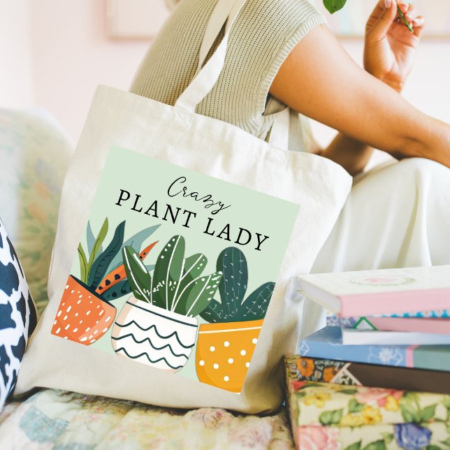 Tote Bag Cute fou Plante Lady Plante Lover (Créateur téléchargé)
