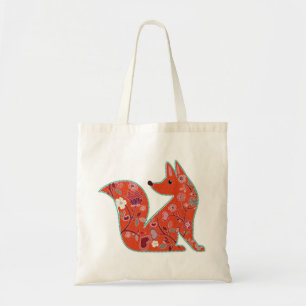 Tote Bag Cute Fox Floral Pattern Art folklorique