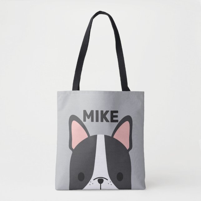 Tote Bag Cute French Bulldog with Personalized Name (Devant)