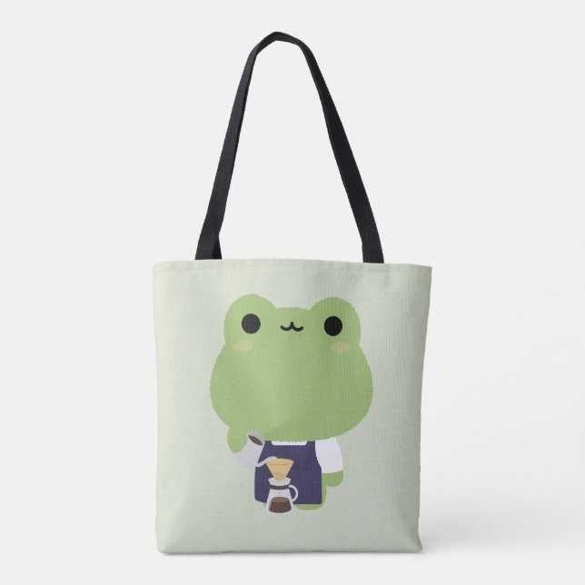 Tote Bag Cute Frog Barista (Dos)